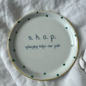 White Tray with Green Dots and Text